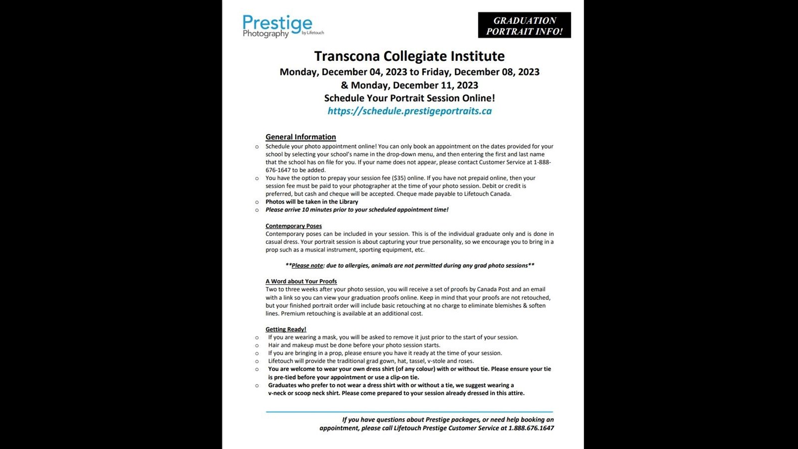 Transcona Collegiate Online Grad Photo Information Letter 23/24